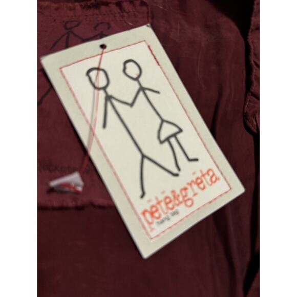 Johnny Was Pete & Greta Long Sleeve Capras Blouse Shirt Tunic Sz Small Burgundy - Picture 10 of 12